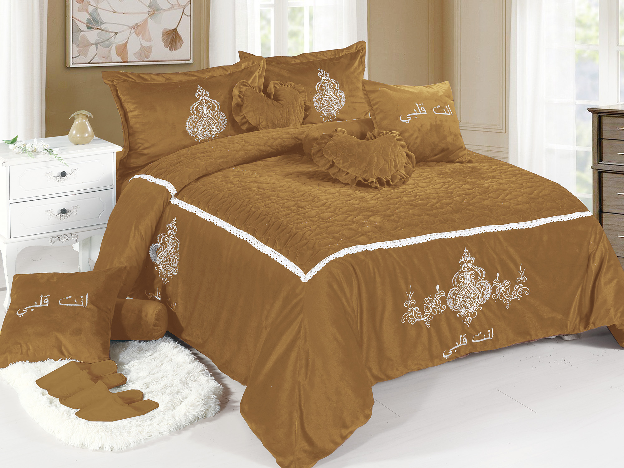 Arab Words Embroidery Comforter Set – Bed linens Factory, Manufactures ...